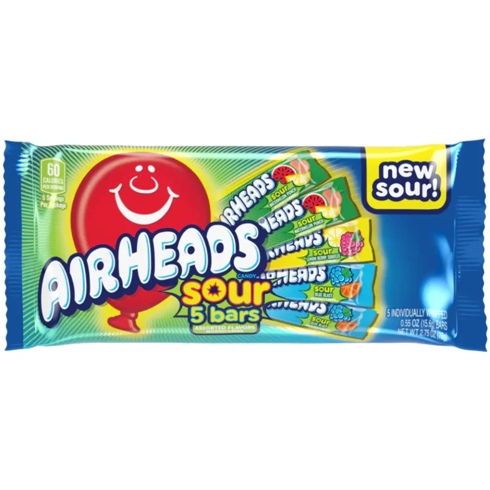 Airheads Bars Assorted Sour 5 Pack 78g OhMyCandyBox