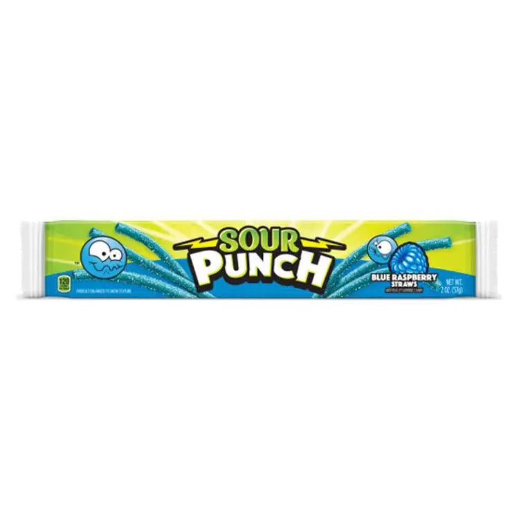 Sour Punch Blå Hallon Sugrör 57g OhMyCandyBox
