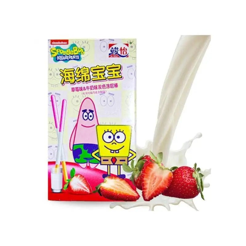 Junyi Jordgubb och Mjölk Spongebob Fyrkant 48g OhMyCandyBox